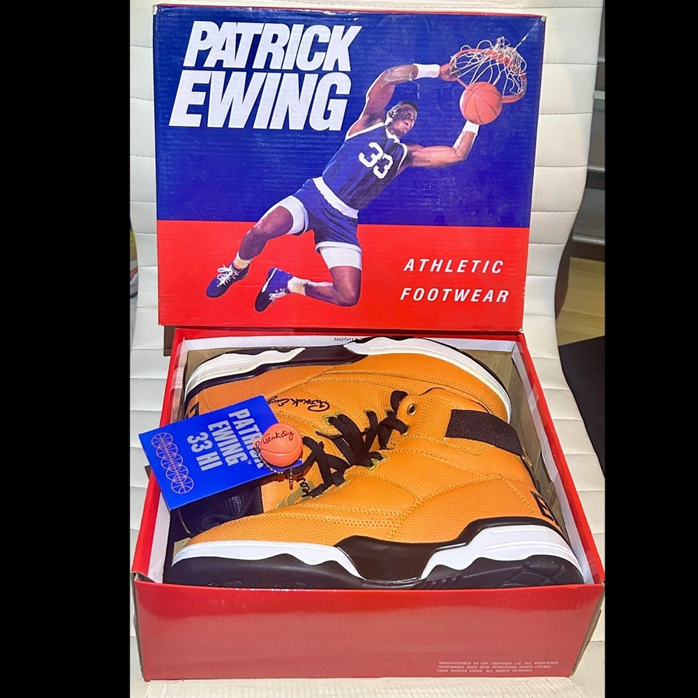 NWT and Box- Ewing Athletics HI 33 Orange and Black Sneakers Men’s size 9